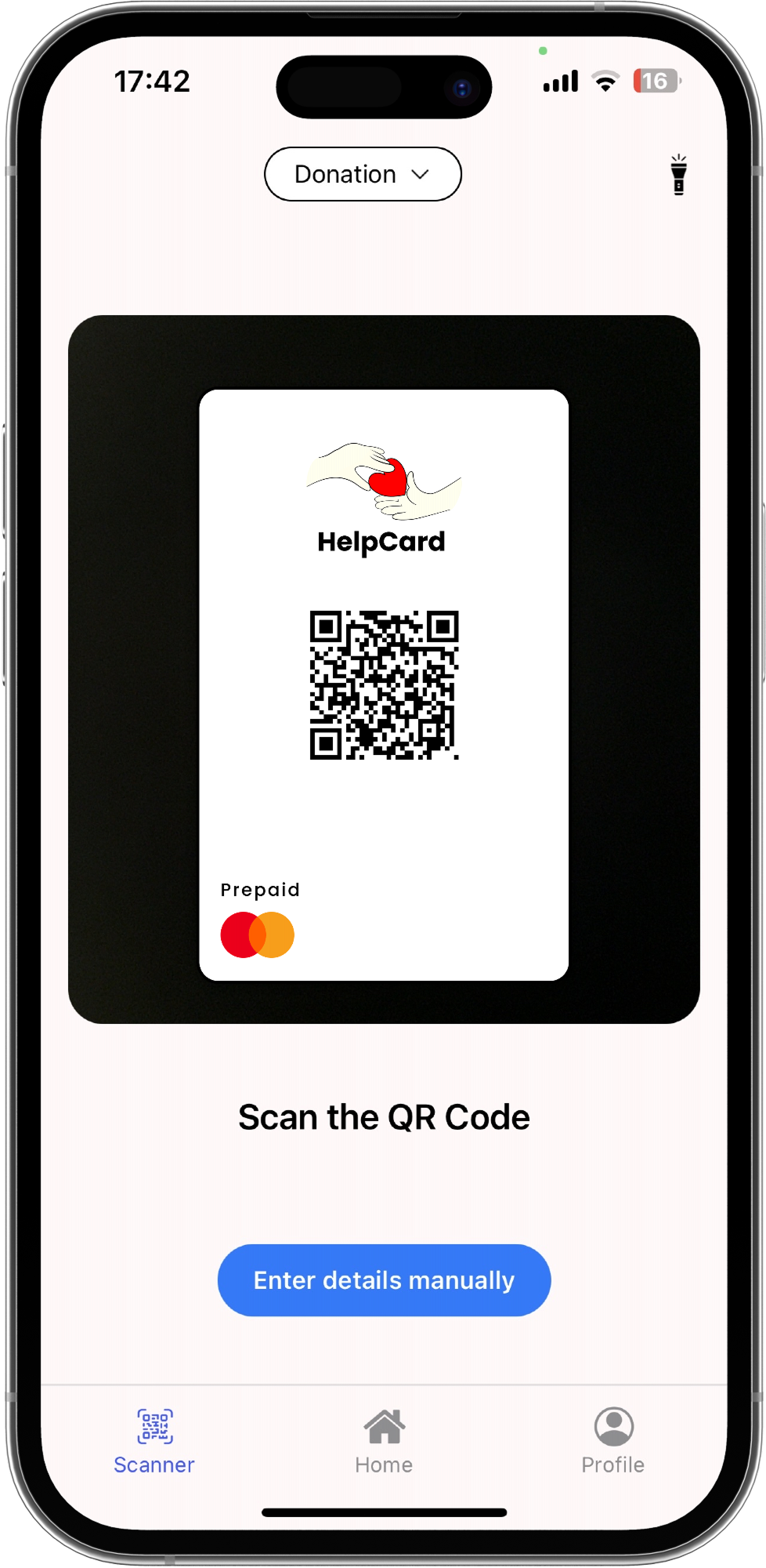 HelpCard QR Code Scanner Interface